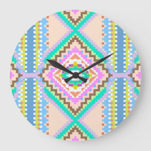 Grande Horloge Ronde Rêve pastel électrique kaléidoscope