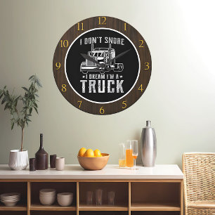 Grande Horloge Ronde Rêver de camions Humoristique