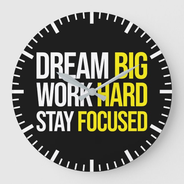 Grande Horloge Ronde Rêver Gros, Travailler dur, Stsay Focused - Gym, H (Recto)