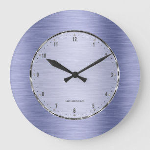 Grande Horloge Ronde Revêtement en aluminium brossé bleu métallique