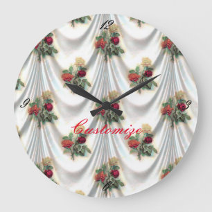 Grande Horloge Ronde Rideau Thunder_Cove en rose rouge