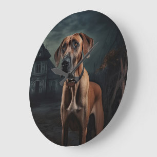 Grande Horloge Ronde Ridgeback rhodésien Halloween Épouvantable