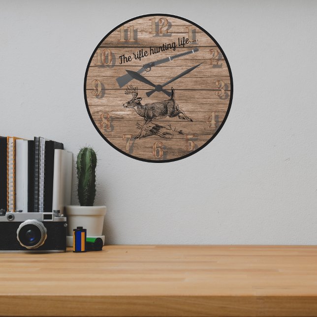 Grande Horloge Ronde Rifle Hunting Life Woods Buck and Lever Rifle (Créateur téléchargé)
