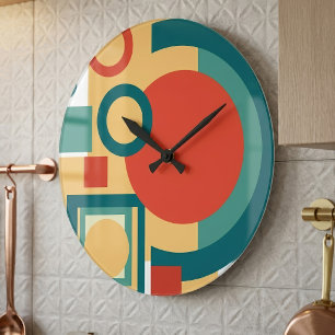 Grande Horloge Ronde risographe géométrique vintage rétro, risoprint
