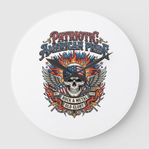 Grande Horloge Ronde Rocker du bandana patriotique Gloire ancienne Méta
