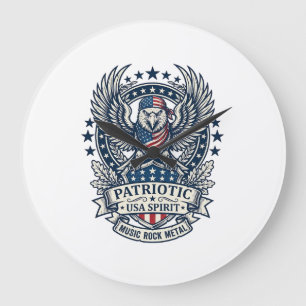 Grande Horloge Ronde Rocker du bandana patriotique Old Glory Musique Ro