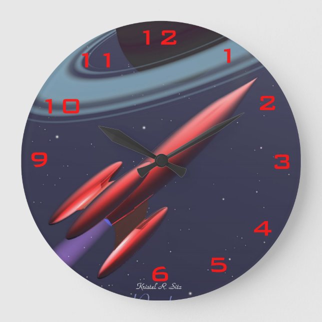 Grande Horloge Ronde Rocketship rouge (Recto)