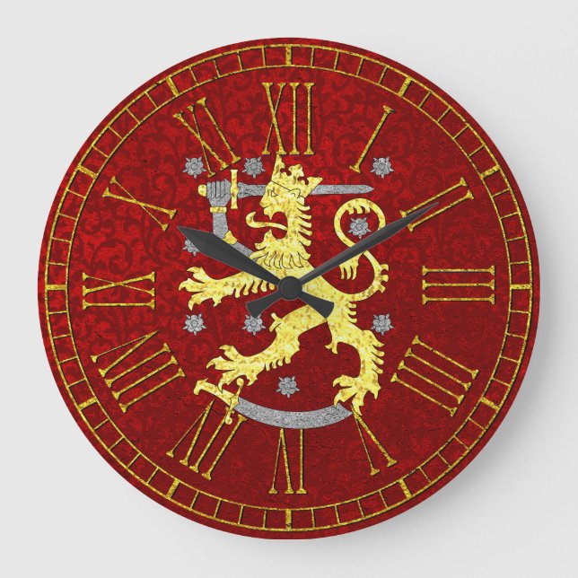 Grande Horloge Ronde Rococos de rouge de la Finlande (Recto)