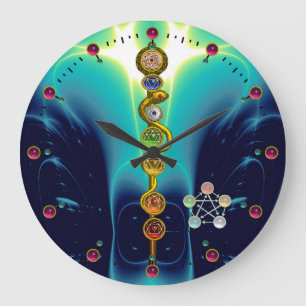 GRANDE HORLOGE RONDE RODE D'ASCLEPIUS 7 CHAKRAS, YOGA, ÉNERGIE SPIRITUE