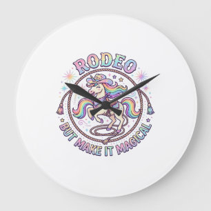 Grande Horloge Ronde Rodéo de licorne mais rendez-le magique drôle cade