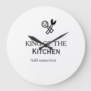 Grande Horloge Ronde Roi du chef de cuisine cuisine ajouter nom couronn