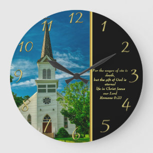 Grande Horloge Ronde Romains 6:23 Or de l'Église blanche