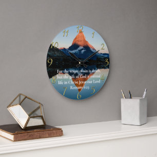 Grande Horloge Ronde Romans 6:23 La foi chrétienne vue sur le lac