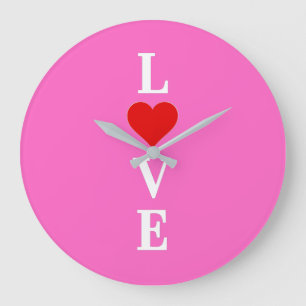 Grande Horloge Ronde Rose AMOUR Romantique Élégant