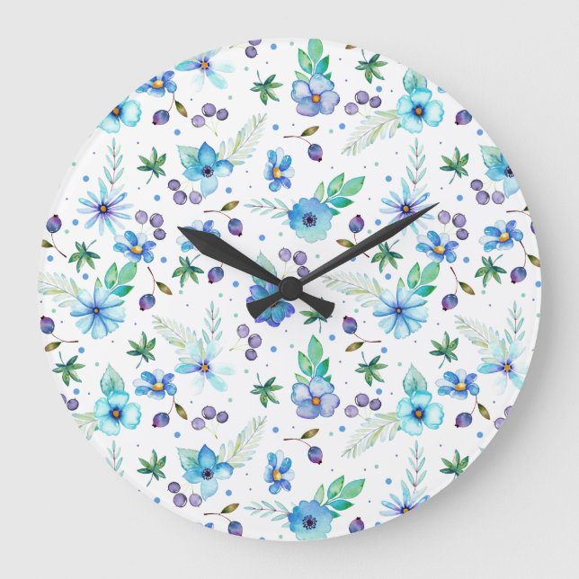 Grande Horloge Ronde Rose bleu (Recto)