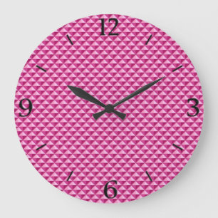 Grande Horloge Ronde Rose chaud, look émail, grille cloutée