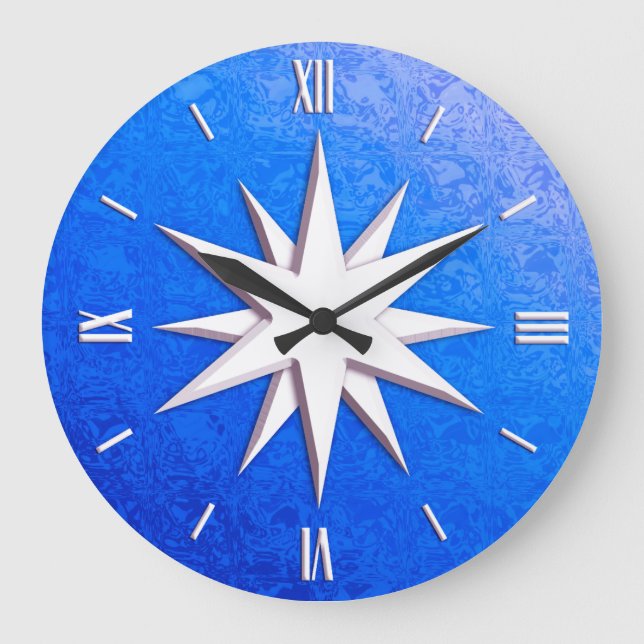 Grande Horloge Ronde Rose de boussole ivoire - arrière - plan en verre  (Recto)