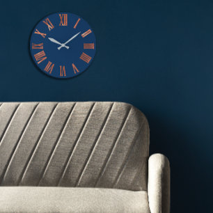 Grande Horloge Ronde Rose de cuivre de la marine Métallurgique minimal