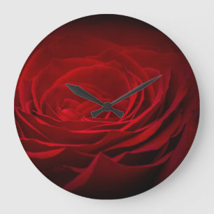 Grande Horloge Ronde Rose De Sang Rouge Profond Sur Noir