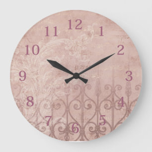 Grande Horloge Ronde Rose Élégante
