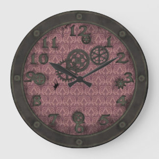 Grande Horloge Ronde Rose en bronze lourd de hublot de Steampunk