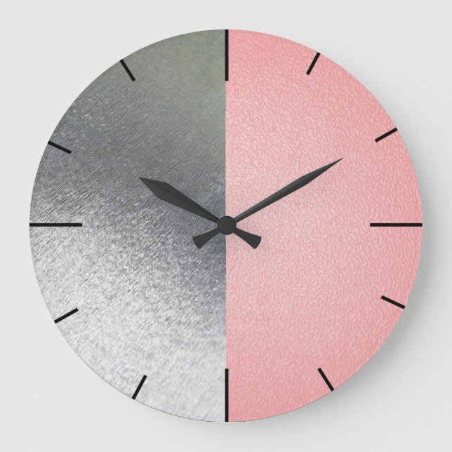 Grande Horloge Ronde Rose et gris simple moderne (Recto)