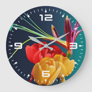 Grande Horloge Ronde Rose Flowers
