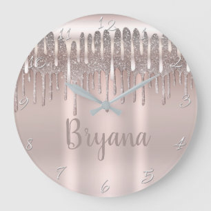 Grande Horloge Ronde Rose Gold Glacé Diamant Paillettes Scintillement D