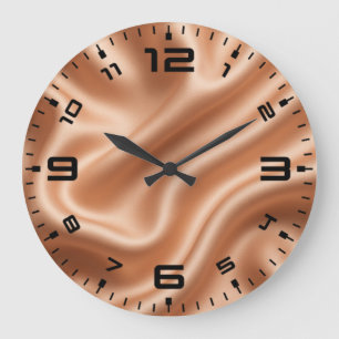 Grande Horloge Ronde Rose Gold Satin Soie Motif Abstrait Luxe