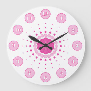 Grande Horloge Ronde Rose n Blanc Aller rond n rond numérique