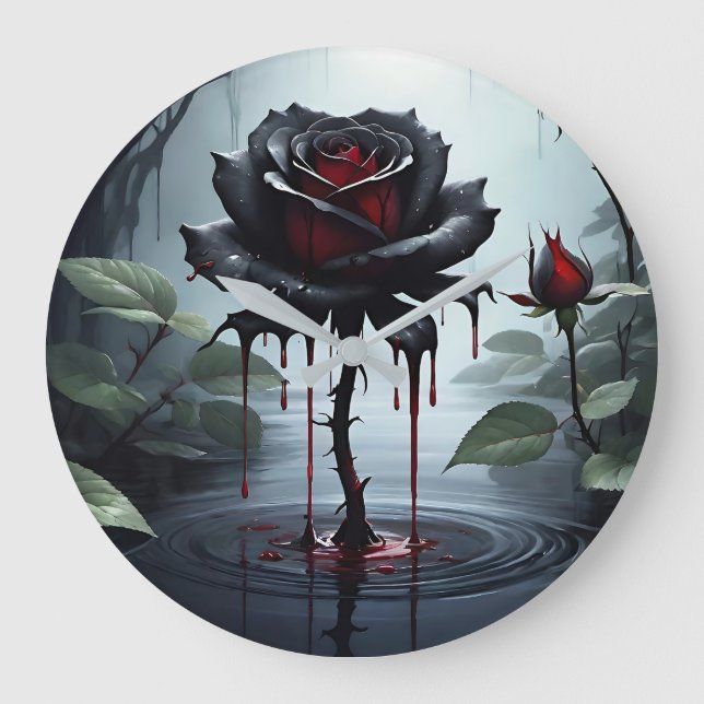 Grande Horloge Ronde Rose noir Eerie (Recto)
