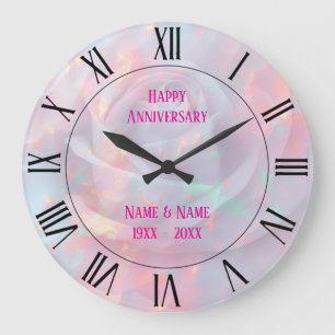 Grande Horloge Ronde Rose Pâle Menthe Douce Or Luxe Collection Moderne