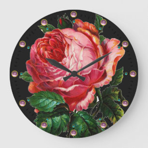GRANDE HORLOGE RONDE ROSE ROSE BEAUTIFUL WITH GEMSTONES