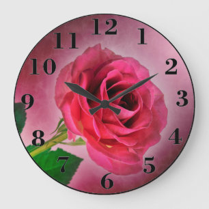 Grande Horloge Ronde Rose rouge