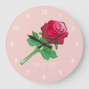 Grande Horloge Ronde Rose rouge élégante et magnifique