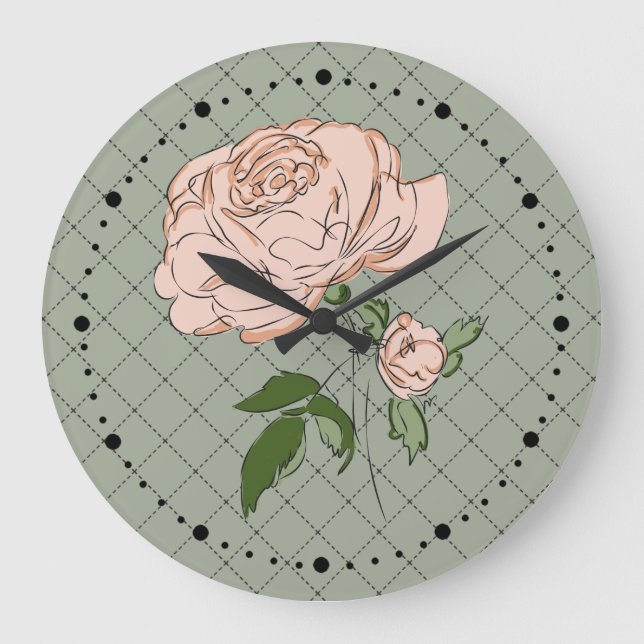 Grande Horloge Ronde Rose Shabby (Recto)