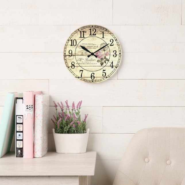 Grande Horloge Ronde rose vintage (Salle de lecture)