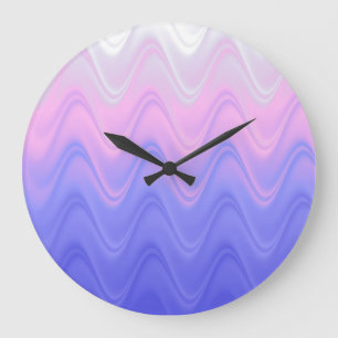 Grande Horloge Ronde Rose Violet Abstrait Ondulé