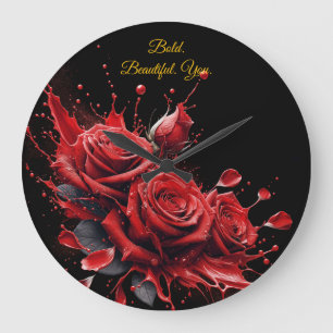 Grande Horloge Ronde Roses en fleur - Anniversaire élégant