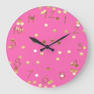 Grande Horloge Ronde Roses indien à la mode de confettis de feuille