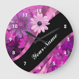 Grande Horloge Ronde Roses indien florales