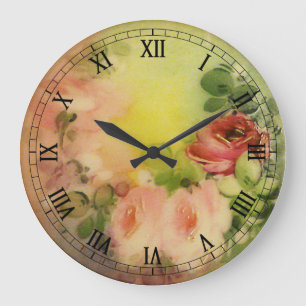 Grande Horloge Ronde Roses victoriens 1