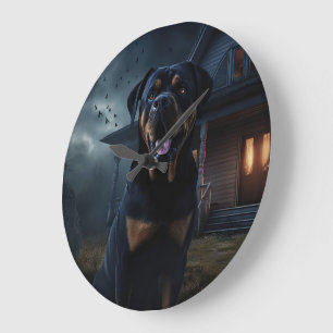 Grande Horloge Ronde Rottweiler Halloween Épouvantable
