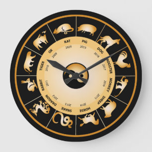 Grande Horloge Ronde Roue chinoise de zodiaque