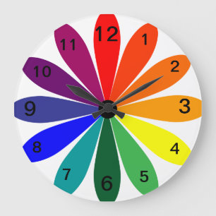 Grande Horloge Ronde Roue de couleur colorée de fleur d'horloge murale