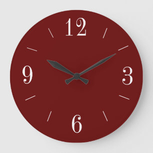 Grande Horloge Ronde Rouge avec chiffres romains blancs >Simpliste