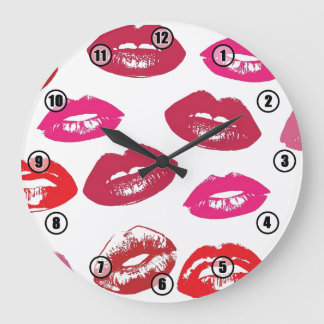 Grande Horloge Ronde Rouge et rose Sexy Lipstick Lipstick Lipstick Horl
