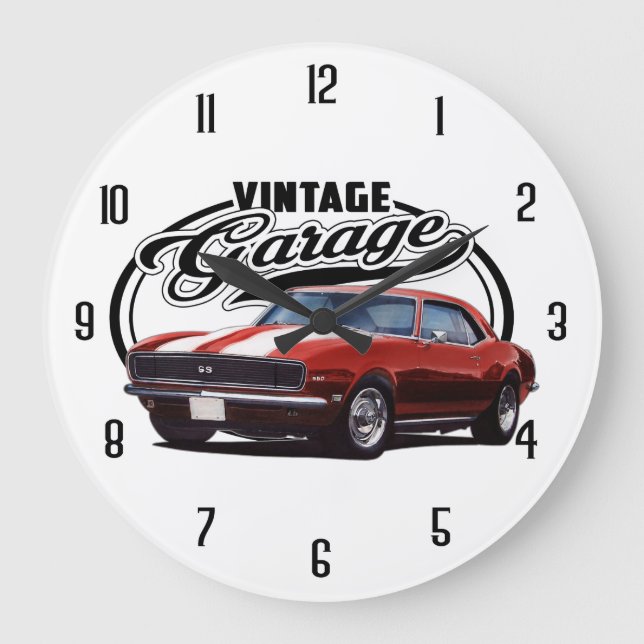 Grande Horloge Ronde Rouge Garage vintage (Recto)