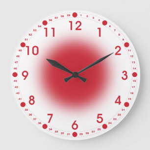 Grande Horloge Ronde Rouge néon sur blanc