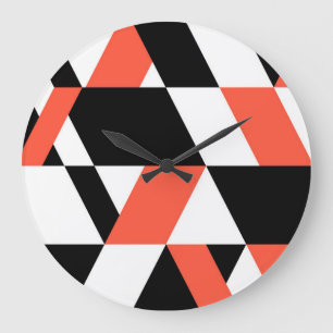 Grande Horloge Ronde Rouge-noir, moderne, tendance, conception géométri
